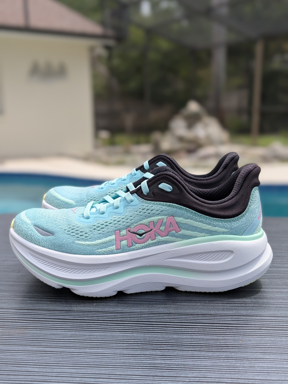 Size 7 - Hoka One One HOKA Bondi 9 Women's Blue Spark Mint Fluorite W - Picture 3 of 12